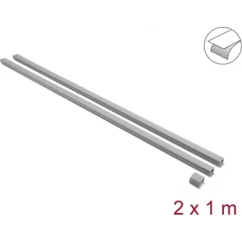 Delock selvklæbende kabelkanal med skydelåg 24 x 14 mm, 1 m, 2-pak, grå, inkl. forbindere