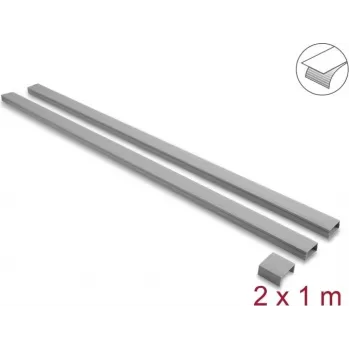 Delock selvklæbende kabelkanal med skydelåg 30 x 14 mm, inkl. forbindere, 1 m, 2-pak, grå