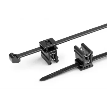 HellermannTyton T50ROSEC4A-PA66W-BK kabelbinder med juletræsfastgørelsesclips, 200mm x 4,6mm, sort, 100-pak
