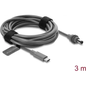Delock USB Type-C™ til DC 5,5 x 2,1 mm strømkabel til Starlink Mini, 3 m, grå