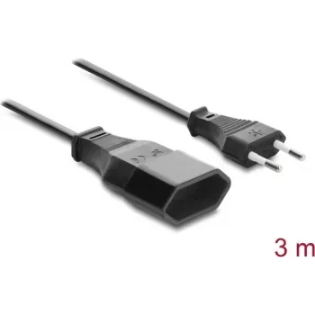 Delock Europlug-forlængerkabel CEE 7/16 stik til stikdåse 2 x 0,75 mm², 3 m, sort