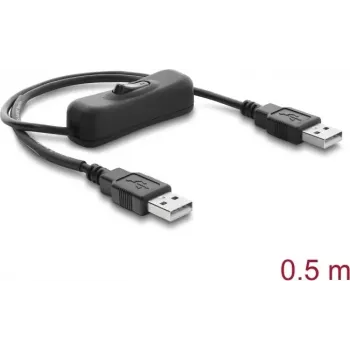 Delock USB-strømkabel Type-A stik til stik med kontakt 0,5 m