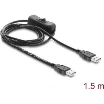 Delock USB-strømkabel Type-A stik til stik med kontakt 1,5 m
