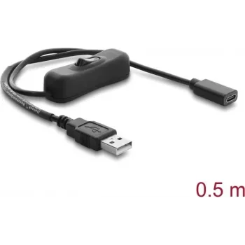 Delock USB-strømkabel Type-A stik til USB Type-C hunstik med kontakt 0,5 m