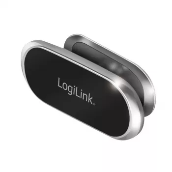 LogiLink Magnetic Air Vent Car Phone Holder Silver – 360° Swivel, Neodymium Grip, Universal Fit