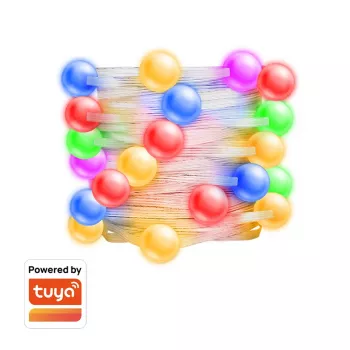 LogiLink WiFi Smart Globe Fairy String Light, 3m, Tuya Compatible, RGB + Warm White, IP44, 20 LEDs