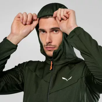 Salewa Puez Altavia PL HD herre hættefleece-jakke - mørkeoliven, størrelse M