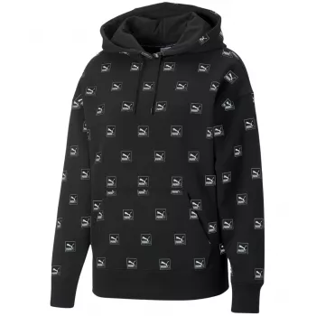 PUMA Brand Love AOP Hoodie FL sort 535706 01 herre relaxed fit all-over-print pullover