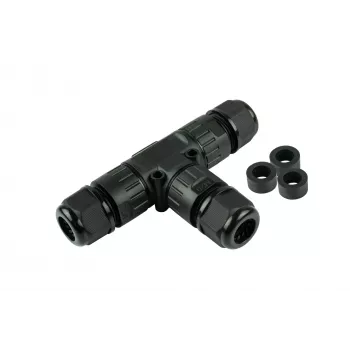 Kabelmeister værktøjsfri IP68 T-kabelconnector / T-adapter, 3-polet, sort
