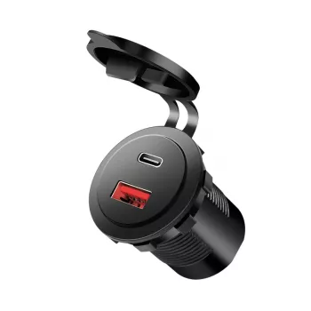 LogiLink PA0330 indbygnings-USB-billader til bil, USB-A + USB-C, 60 W, Power Delivery, sort