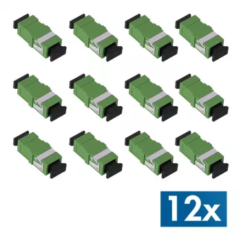 LogiLink FA01SC8 SC Simplex APC Fiber Optic Adapter, Flangeless, Green, 12-Pack