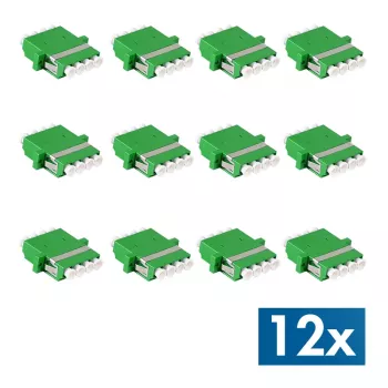 LogiLink LC Quad Fiber Optic Adapter Set, 12 Pieces, Green, with Flange, SC Duplex Breakout
