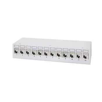 LogiLink NK4093 desktop-patchpanel Cat.6A, 12 porte, lysegrå (RAL 7035), afskærmet, skrueløst stål