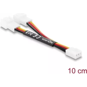 Delock Y-blæserkabel 1 x 3-pin hun til 2 x 3-pin han 10 cm