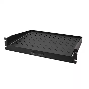 LogiLink 19 inch udtrækkelig konsolhylde 2U, 350 mm dybde, 30 kg belastning, sort