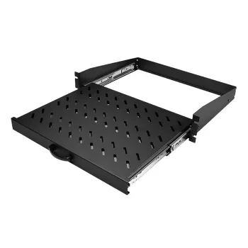 LogiLink 19 inch udtrækkelig konsolhylde 2U, 350 mm dybde, 30 kg belastning, sort