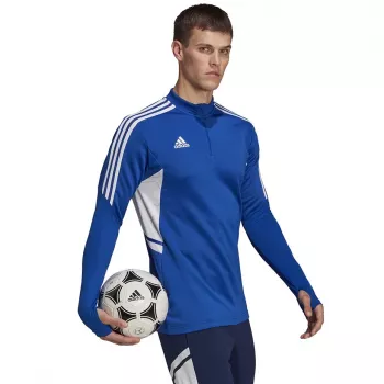 adidas Condivo 22 Training herre-sweatshirt 1/2 lynlås blå-hvid HA6271