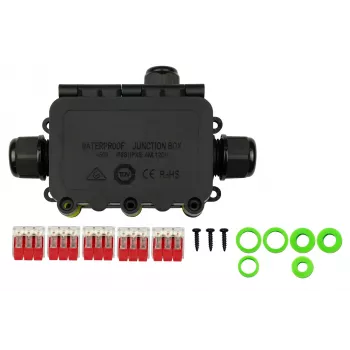 KABELMEISTER 3-Way Tool-less IP68 Cable Junction Box, Black