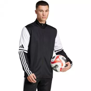 adidas herre Squadra 25 træningsjakke sort/hvid slim fit kvartlynlås AEROREADY genanvendt polyester størrelse S
