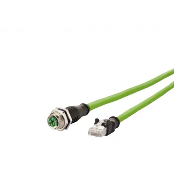 METZ CONNECT 142M2X25100 Industriel Ethernet-kabel - 10 m Cat 6a S/FTP, M12 X-kodet stik til RJ45-stik, halogenfri grøn