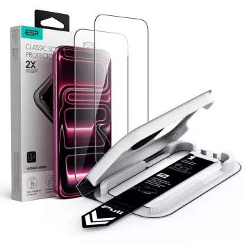 ESR Ultra-Fit Classic panserglas skærmbeskyttelse 2-pak til iPhone 17 Pro / 18 Pro - sort