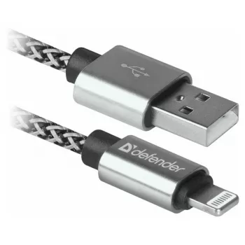 Defender USB-A til Lightning-kabel 1,0 m 2,1A hvid