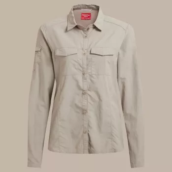 Craghoppers NosiLife Adventure LS Shirt III Women's Travel Shirt - Soft Mushroom, XS