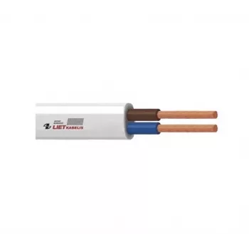 H05VVH2-F 2x1 mm² hvidt fleksibelt PVC-fladkabel, tvillingekabel, 50m