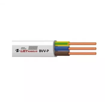 BVV-P 2x2,5 mm² hvidt PVC-fladkabel, 25 m rulle, 450/750 V