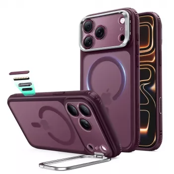 ESR Classic Hybrid Kickstand MagSafe-cover til iPhone 17 Pro / 18 Pro - Mat dyb bordeaux