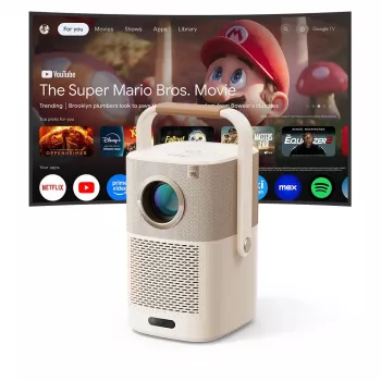 Yaber T2 Plus GTV 1080p 450 ANSI Google TV JBL Dolby Audio Bærbar projektor med batteri - Beige