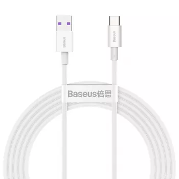 Baseus Superior Series USB-A til USB-C-kabel, 66W hurtigopladning, 2m, hvid