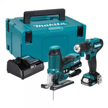 Makita CLX252SAJ 12V max CXT Batteri-kombi-sæt med boremaskine DF333D, slagskruetrækker TD110D, 2x 2,0Ah batterier, lader og Makpac-kuffert