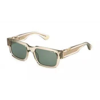 POLICE SPLP24-5406S9 Herre Polarized Rektangulære Solbriller, sort stel, grå glas, 54/20/145 mm
