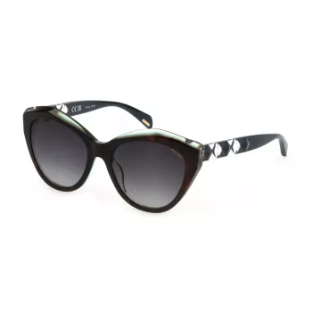POLICE Dame Solbriller SPLL35-5507NV Havana Geometriske Solbriller med brune gradientglas, 55 mm