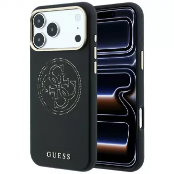 Guess Perforated 4G Gold Logo MagSafe-cover til iPhone 18 Pro / 17 Pro, sort