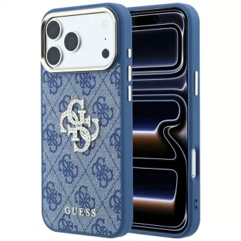 GUESS 4G & Big Strass Logo hardcase til iPhone 18 Pro / 17 Pro - blå