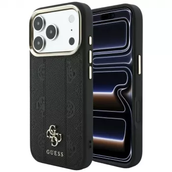 Guess Stripe Peony 4G Logo MagSafe-cover til Apple iPhone 18 Pro / 17 Pro - sort