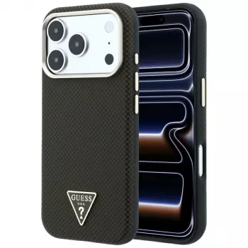 GUESS Kevlar Triangle Logo MagSafe-cover til iPhone 17 Pro Max / 18 Pro Max - brun