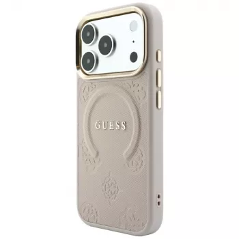 Guess Saffiano Peony & Ring MagSafe-cover til iPhone 18 Pro / 17 Pro - pink