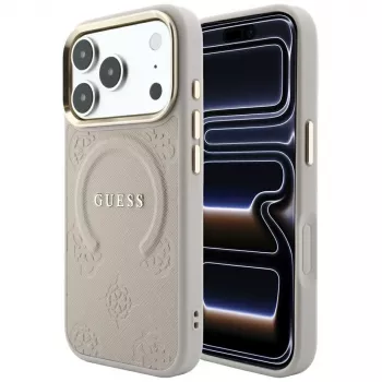 GUESS Saffiano Peony & Ring MagSafe-cover til iPhone 18 Pro Max / 17 Pro Max - pink