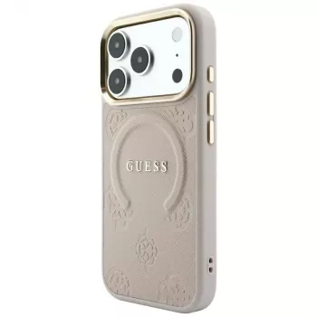 GUESS Saffiano Peony & Ring MagSafe-cover til iPhone 18 Pro Max / 17 Pro Max - pink
