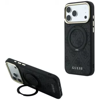 Guess Ring Stand 360 4G Classic Logo MagSafe-cover til iPhone 18 Pro / 17 Pro, sort