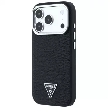 Guess Grained Triangle Logo MagSafe-cover til iPhone 17 Pro Max / 18 Pro Max - sort