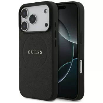 Guess Grained Gold Ring MagSafe-cover til Apple iPhone 17 Pro / 18 Pro, sort