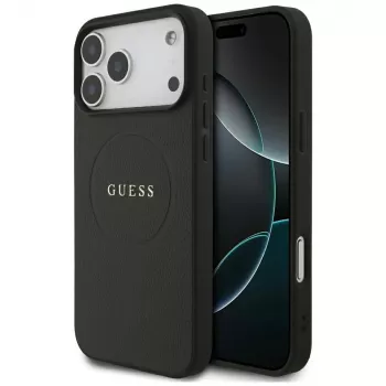 Guess Grained Gold Ring MagSafe-cover til Apple iPhone 18 Pro Max / 17 Pro Max, sort
