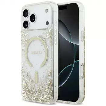 Guess Resin Bottom Glitter MagSafe-cover til iPhone 18 Pro Max / 17 Pro Max, guld