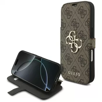 Guess Book 4G Metal Logo cover til Apple iPhone 18 Pro / 17 Pro – brun
