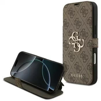 Guess Book 4G Metal Logo foliocover til iPhone 18 Pro Max / 17 Pro Max – brun