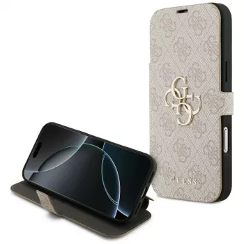 GUESS Book 4G Metal Logo foliocover til iPhone 18 Pro Max / 17 Pro Max – pink